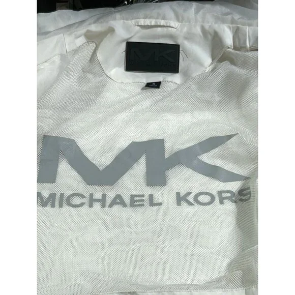 Michael Kors Men's White Stripes Red Blue Hooded Zip-Up Jacket Size Small 3059 - Picture 7 of 11